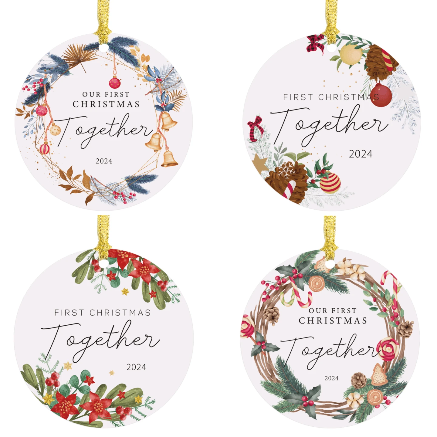 1pc Acrylic Our First Christmas Together 2024 Đồ trang trí - Quà lưu niệm lãng mạn cho các cặp đôi, bạn trai, bạn gái, Quà trang trí kỷ niệm, Mặt dây chuyền treo cây thông Noel đầu tiên cùng nhau, Giáng sinh - Nhiều màu - Xem 1