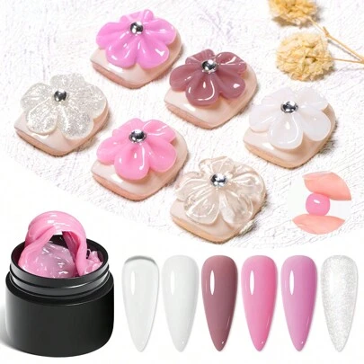 8ml Solid Builder Gel For Nails, Extension Hard Nail Gel, Non-Sticky Hand Nail Sculpture Gel, Acrylic Extend Nail Gel For Nail Art Rhinestone Crystals Flower Nail Salon At Home