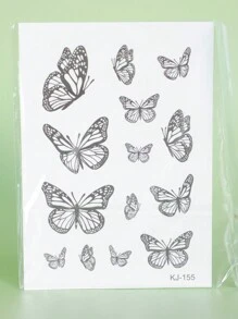 1Pc Vlinder Tijdelijke Tatoeages Waterdicht Zweetbestendig Blijft 1-2 Weken Houdt Realistische Kruidensap Niet-Reflecterend Anti-Wrijving Nep Zwarte Nep Tatoeages Voor Mannen En Vrouwen Tatoeage Stickers Voor Arm, Borst, Taille, Rug, Buik, Been, Nek, Vinger, Oor Modernistische Lichaamskunst