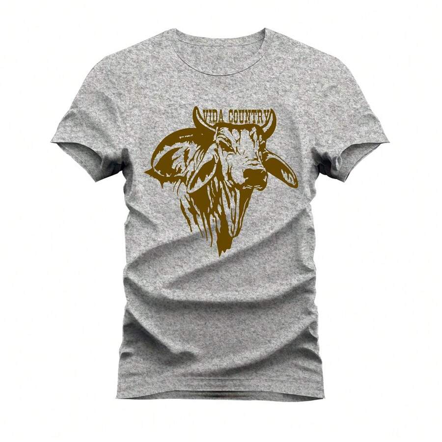 Unisex Cotton T-Shirt Printed Comfortable Ox - Xám - Xem 1