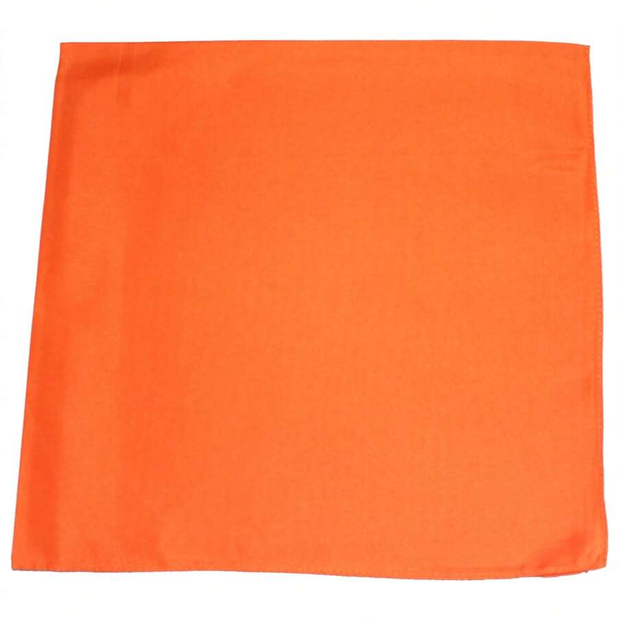 Mechaly Polyester Bandana - Paisley And Solid Colors - Pack Of 4 - Plain Orange - View 1