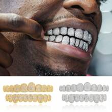 2pcs/Set Teeth Set Men Women Hip Hop Teeth Grills Iced Out Punk Men Women Teeth Decoration