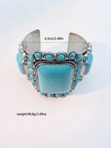 1pc feminino estilo cowgirl ocidental turquesa boho pulseira, adequado para uso casual