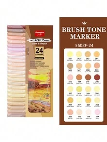 Bút lông mềm, Bút đánh dấu tông màu da 12/24 màu, Bút đánh dấu Acrylic đầu mềm bằng nylon, Bút chống thấm nước Ngòi bút lông mềm Màu da, Dùng để vẽ hình Thủy tinh Đá Kim loại Thủy tinh Gỗ - Nhiều màu - Xem 11