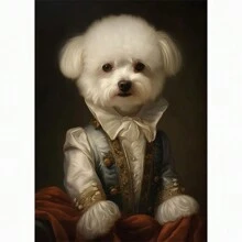 1 Stück Tierportrait Leinwandmalerei Hund als König verkleidet, lustige Poster und Drucke Wandkunst Bilder für Wohnzimmer Dekoration ohne Rahmen