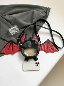 1 Pc New Fashionable And Fun Halloween Themed Devil Bat Shaped PU Leather Crossbody Bag With Wings And Foldable Design For Women For Outdoor&Halloween Themed Party&Halloween Costume Matching, Halloween Bags Perfect For Fancy Party Matching With Halloween Costume - Multicolor - View 10