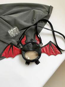 1 Pc New Fashionable And Fun Halloween Themed Devil Bat Shaped PU Leather Crossbody Bag With Wings And Foldable Design For Women For Outdoor&Halloween Themed Party&Halloween Costume Matching, Halloween Bags Perfect For Fancy Party Matching With Halloween Costume - Multicolor - View 11
