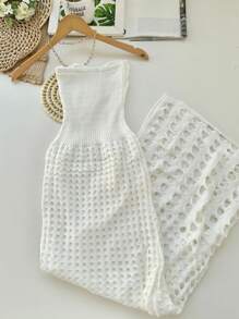 Long Strapless Dress Waist New Summer Collection Women's Fashion - trắng - Xem 2