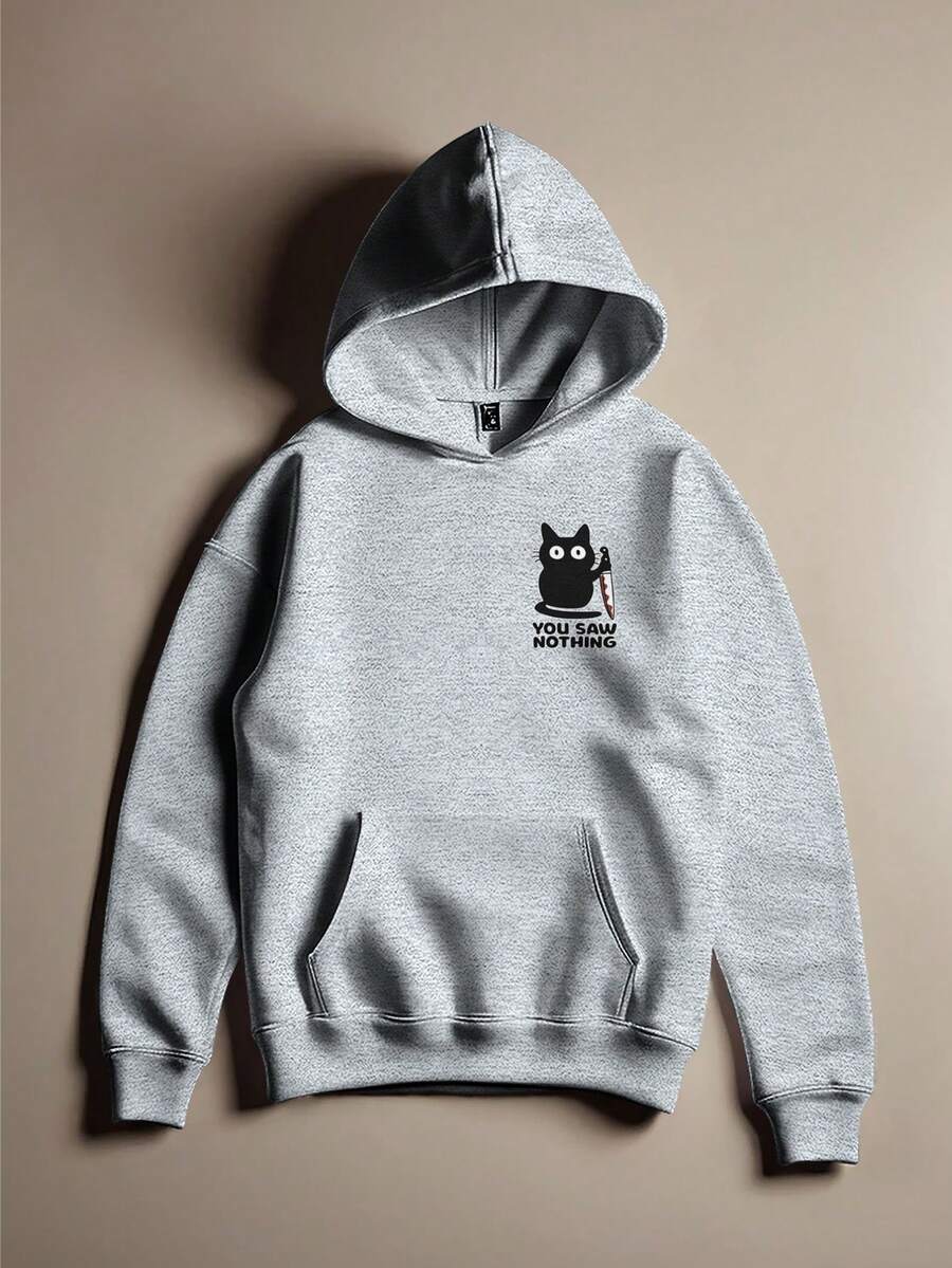 Cute Bad Mood Cat Kitten Sweatshirt Ref 0215 NERD VEST - 灰色 - 查看 1