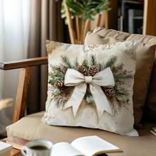 1 Vỏ gối trang trí Giáng sinh hình cây thông Noel tối giản họa tiết kẻ caro, vải nhung đào mềm mại, in một mặt, vỏ gối 40*40/45*45/50*50CM, quà tặng Giáng sinh - Nhiều màu - Xem 8