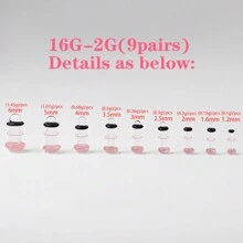 10个/18个/套 黑色单喇叭玻璃耳塞扩耳器，短锥形耳廓扩张器，舒适耳廓扩张器带橡胶圈，疯狂圆顶人体穿刺饰品套装 - 玻璃套裝 - 查看 19