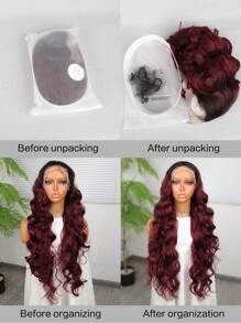 Tóc giả hóa trang Halloween, tóc giả ren phía trước chịu nhiệt tổng hợp, tóc dài 13*4, dài 30 inch, màu nâu, sử dụng hàng ngày, tóc giả nữ chất lượng cao, trông tự nhiên, chất lượng cao, mềm mại, thân thiện với người mới bắt đầu - Màu đỏ ombre - Xem 8