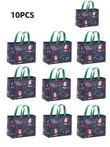 大容量无纺布圣诞礼品袋，烫印图案，防水，坚固，印刷清晰，便携可折叠，携带方便，非常适合圣诞派对和礼品包装，食品袋，圣诞老人图案购物袋，适合圣诞季节礼品袋派对厨房圣诞装饰圣诞派对礼物圣诞派对用品圣诞派对圣诞快乐平安夜 - 彩色 - 查看 30