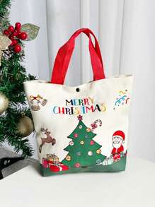 1 件圣诞礼品袋、节日帆布手提袋、糖果苹果手提包、圣诞节 - 彩色 - 查看 5