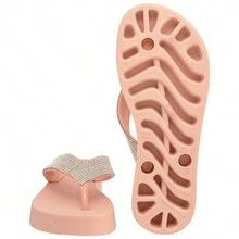 Women's Platform Flip Flops Beautiful Shiny Comfortable Soft - 裸體 - 查看 5