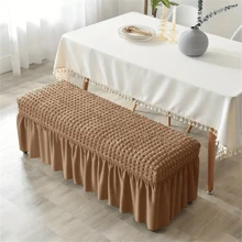 1PC Seersucker Eetkamerbankhoes Effen Kleur Elastische Piano Zitting Hoes Stretch Nachtkastje Stoel Bankbeschermer Woonkamer
