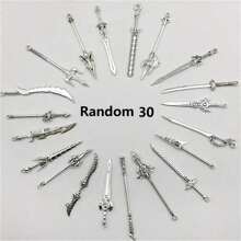 20/30/50/60/80/100pcs Mixed Vintage Silver Color Zinc Alloy Knight Sword, Gun And Bow Charms, Suitable For DIY Weapon Decorations, Jewelry Making And Crafts