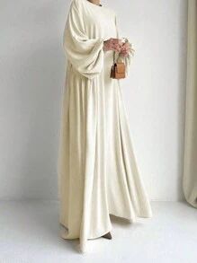 Women's Arabian Long Sleeve Modest Dress - White - View 1