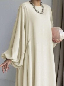 Women's Arabian Long Sleeve Modest Dress - White - View 3