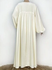 Women's Arabian Long Sleeve Modest Dress - White - View 4