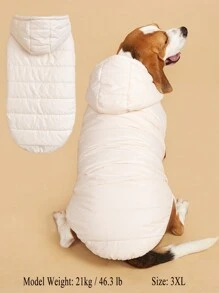 1 chiếc áo khoác lông cừu dày có mũ trùm đầu màu trơn dành cho chó cỡ nhỏ/trung bình như Poodle, Corgi, Beagle vào mùa thu/đông - trắng - Xem 2