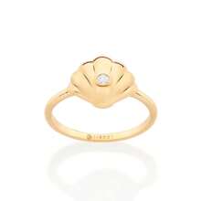 Anel concha banhado a ouro BRANCO; 513467 Rommanel