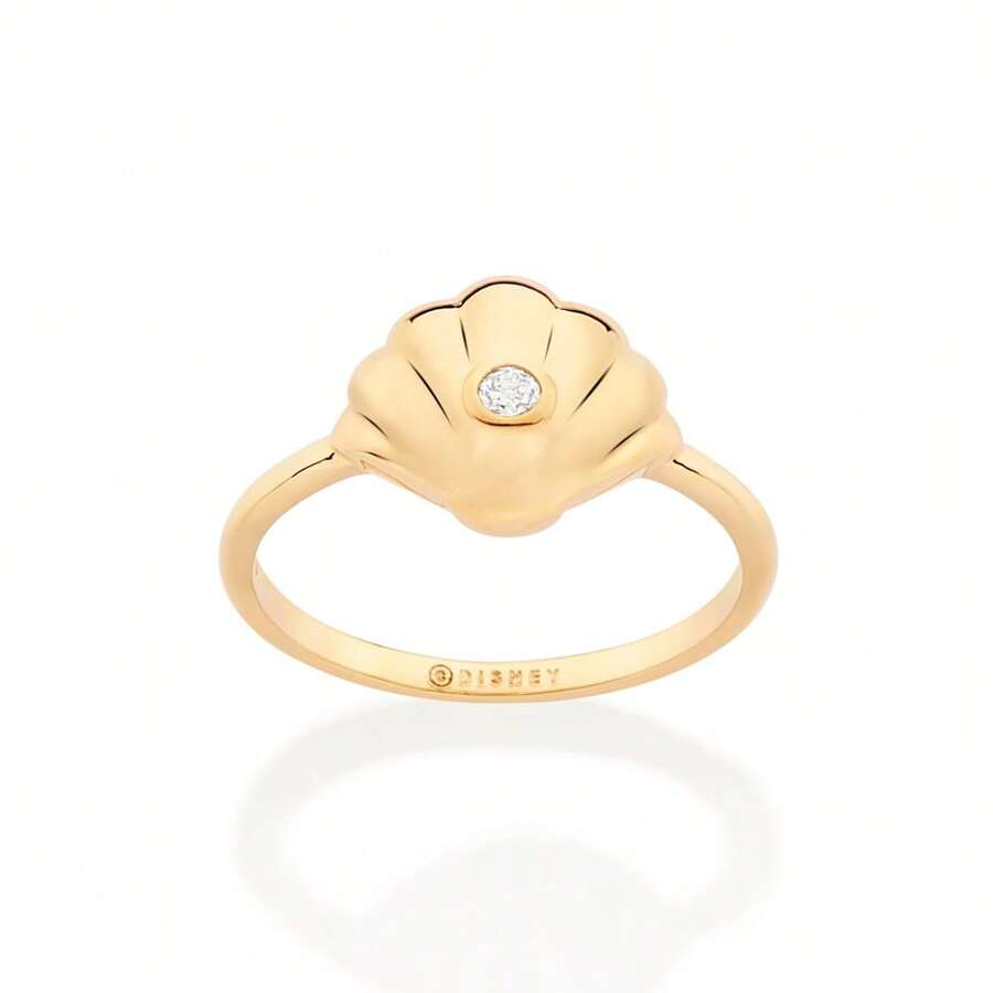 Anel concha banhado a ouro BRANCO; 513467 Rommanel