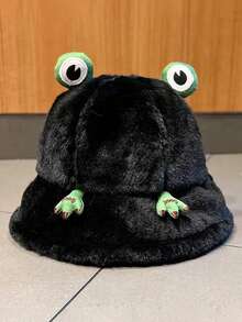 秋冬保暖青蛙帽加厚渔夫帽毛绒质感温暖中性风显白可爱时尚小脸型户外防寒护耳约会（因拍摄时灯光条件原因，实物与图片可能会有细微色差，具体颜色以实物为准） - 彩色 - 查看 6