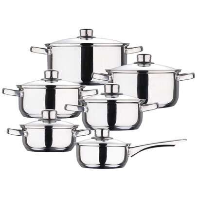  Bateria de cocina 12 piezas San Ignacio de acero inoxidable en color cromado colección Cassel. Envío gratuito en 24/48 h