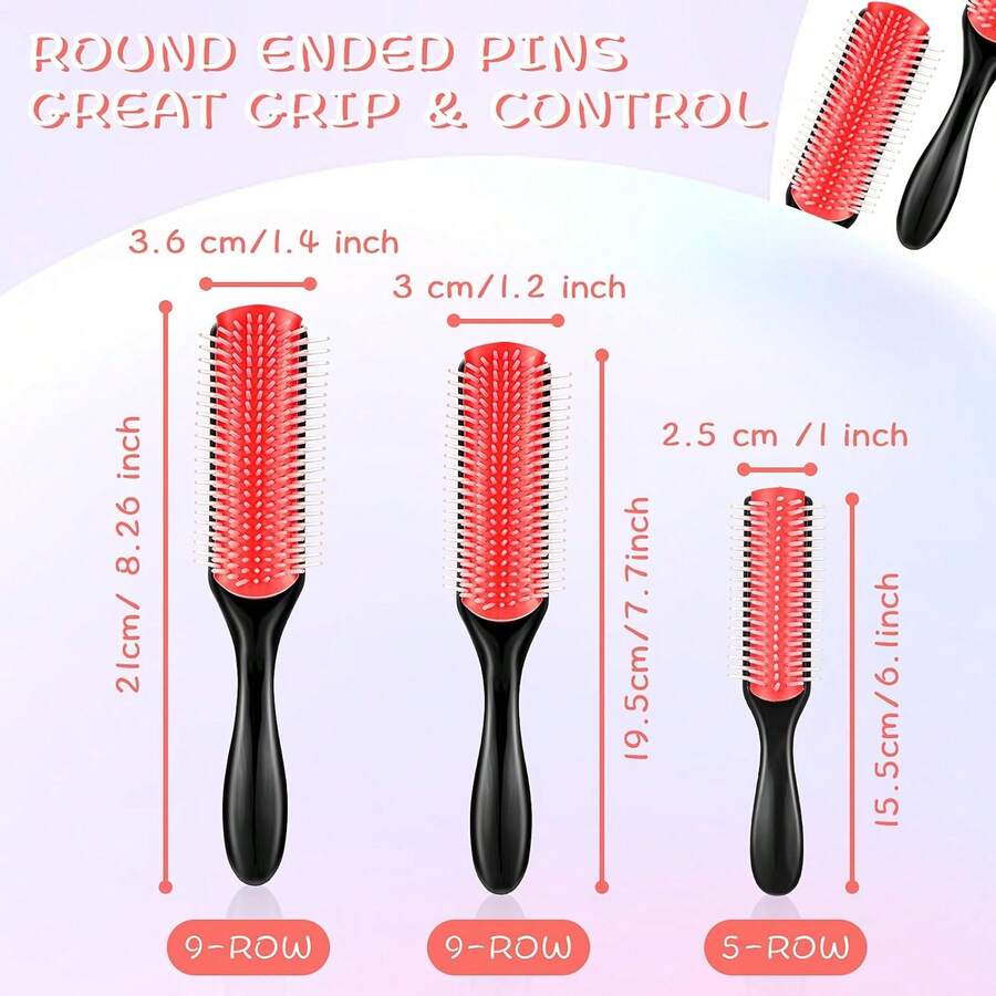 3 Sizes 9Row And 5Row Cushion Nylon Hair Brush For Natural Curly Hair