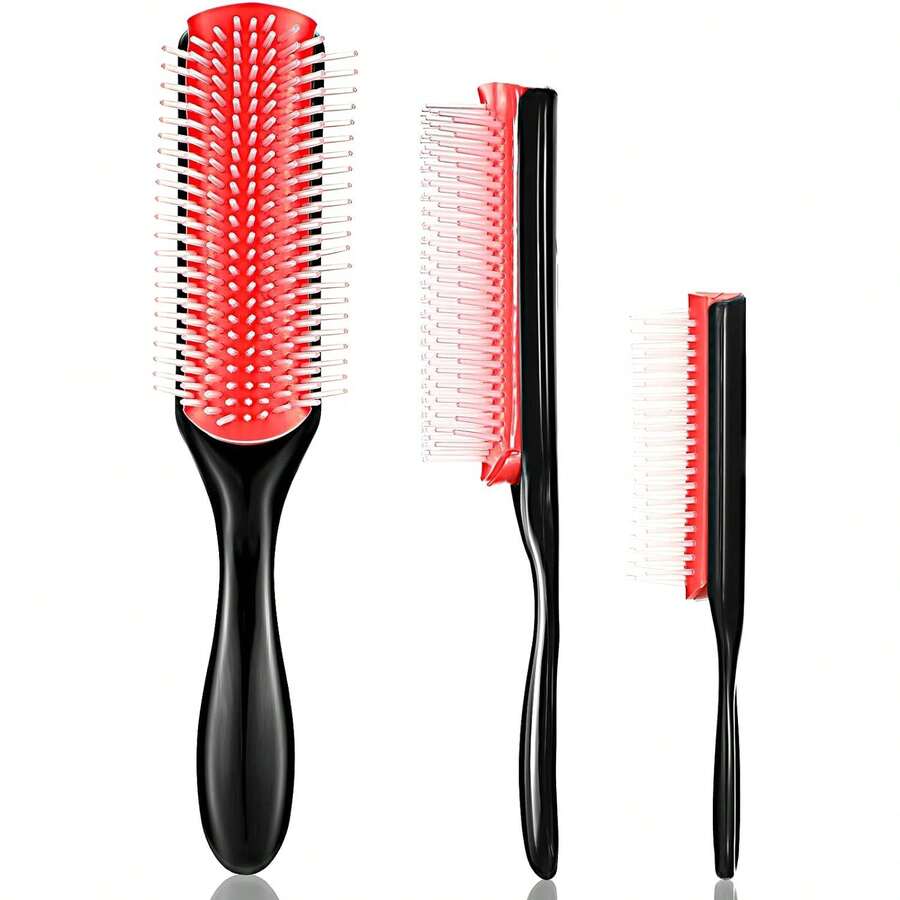 3 Sizes 9Row And 5Row Cushion Nylon Hair Brush For Natural Curly Hair