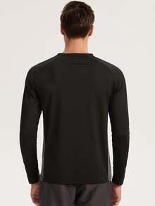 秋冬季男士户外运动滑雪长袖T恤男秋冬季射击服户外跑步保暖贴肤健身上衣 - 黑色 - 查看 2