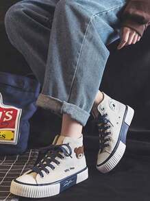 lona de altasuperior con dibujo de oso para mujer,Zapatillas de casuales deporte para mujer,estilo de moda y clásico, suela antideslizante y resistente al desgaste, cómodo y suave, diseño con cordones, fácil de llevar, adecuado para Halloween, Navidad, fiestas tenis de cumpleaños, reuniones, jogger,trabajo y uso diario - Beis - Ver 5