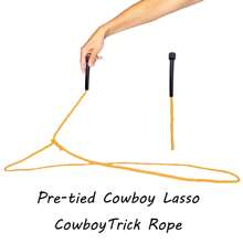 Lazo de vaquero, cuerdas de vaquero y vaquera, cuerdas mágicas, cuerdas pre-atadas, accesorios de vaquera y vaquero, cuerdas, disfraces de vaquera y vaquero de Halloween, cuerdas de utilería de escenario, ropa de cuerda, cuerdas rojas, cuerdas azules, versión mejorada, juegos de fiesta de vaqueros - Lazo de mezclilla - Ver 13