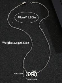 1件时尚不锈钢生日年份字母吊坠项链，适合作为青少年生日礼物或日常佩戴