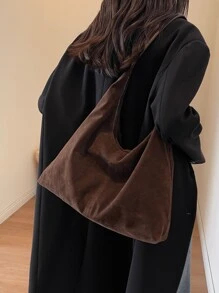 女士皮革流浪包棕色钱包绒面革手提包休闲手提包绒面革手提包秋季钱包手提包，时尚绒面革包钱包 - 咖啡棕 - 查看 2