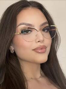 Bộ 1/2/3 gọng kính thời trang mắt mèo bằng kim loại nhẹ, sang trọng dành cho nữ, đính đá, phù hợp để đọc sách hàng ngày và đi làm. - Nhiều màu - Xem 2