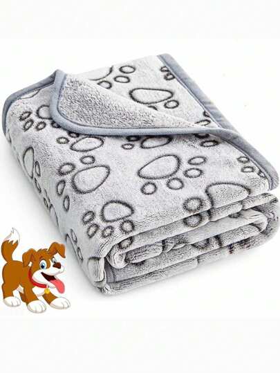 PETSIN Pets Blanket Paw Print With Anti-Slip Design All Seasons Soft Warm Puppy Pet Blanket Small Medium Large Dogs Cats Pet Accessories