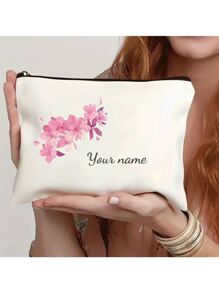 Vintage Floral Makeup Bag - Style Zipper Cosmetic Organizer, Lightweight Multifunctional Toilet Bag, Portable Makeup Bag, Perfect Gift For Mom, Sister, Girl And Niece, For Holiday Beach, Bathroom Collection, Bedroom Collection, Large Capacity, Valentine's Day, Christmas, Halloween, One Piece, Custom Name - Multicolor - View 4