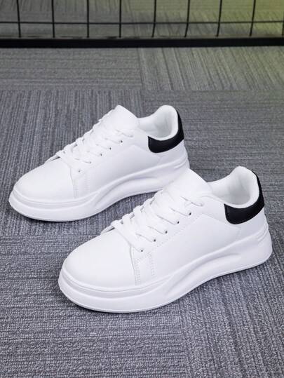 Men's Color Block Lace-Up Thick Sole Casual Sports Sneakers