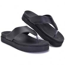 Women's Flat Sandal With Wide Straps Immediate Shipping - 黑色 - 查看 2