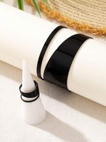 1set Minimalist Geometric Hollow Double-Layer Line Bracelet & Ring Jewelry Set For Women, Holiday Gift