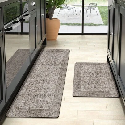 DAJIANG 1 件波西米亚复古风厨房地毯，防滑橡胶底，可水洗加厚厨房垫，适用于走廊、洗衣房、节日房间装饰、玄关、浴室和厨房装饰