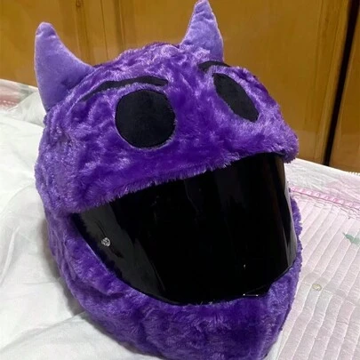 摩托车电动自行车头盔罩卡通动物帽子可爱小狗兔子毛绒防护头套男女通用