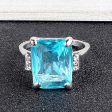 時尚方形海藍色女戒 - 淺藍色 - 查看 1