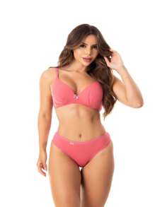 Kit 3 Lingerie Sets Bra With Ribbed Cups Panties Thong Sensual Comfortable Bra Lingerie SOFIA - Nhiều màu - Xem 9