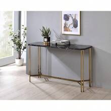 Daxton - Faux Marble Top Sofa Table - Black - 黑色+木色如圖 - 查看 4