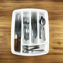 PLASUTIL Cutlery Holder For Drawer With Lid 5 Compartments Large Organizer For Kitchen Plasútil - 藏蓝色 - 查看 2
