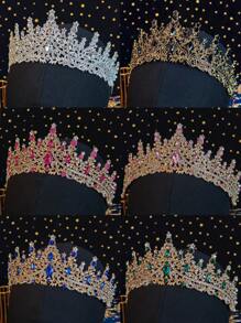 1pc Tiara And Crown For Women Crystal Queen Crowns Rhinestone Princess Tiaras For Girl Bride Wedding Hair Accessories For Bridal Birthday Party Prom Halloween Christmas - 彩色 - 查看 3