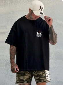 Men's Oversized Pain Is Fuel T-Shirt Bodybuilding Gym Workout Shirt - 黑色 - 查看 1